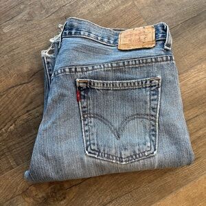 Levi's 505 Womens 10 M Nouveau Blue Low Straight Y2K Jeans  Classic Raw Hem 2004